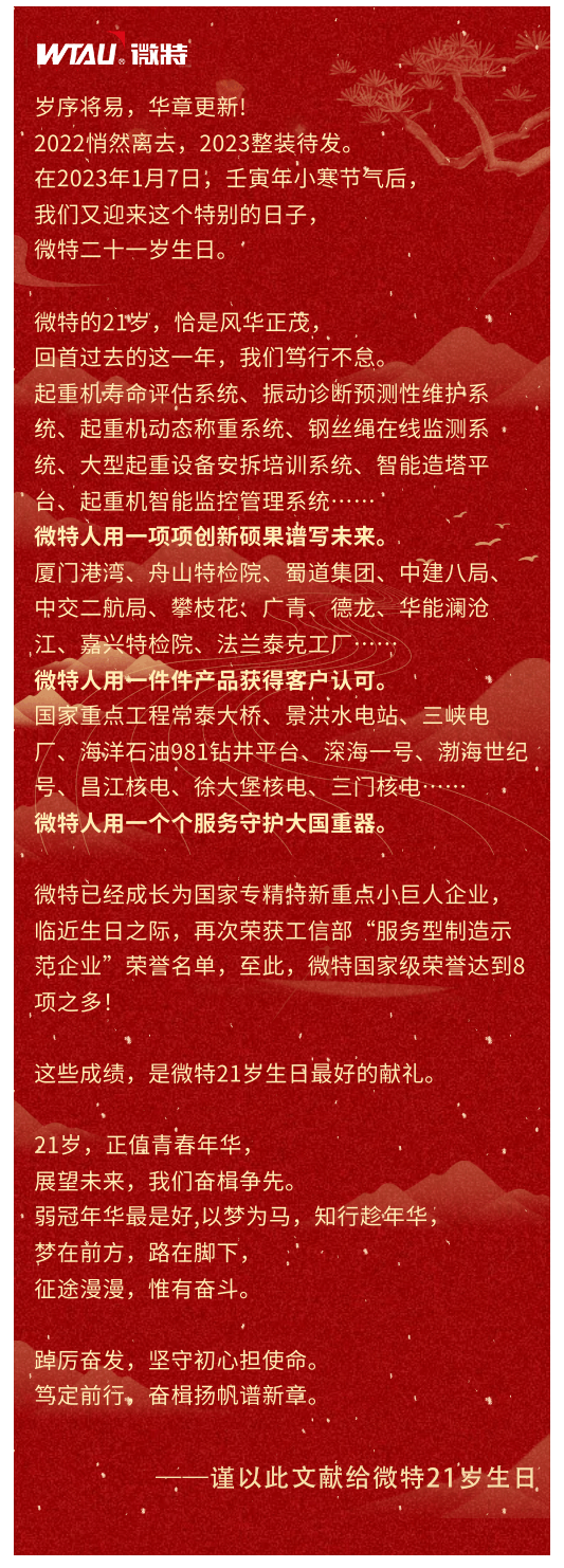 篤定前行 奮楫爭(zhēng)先！丨祝微特21歲生日快樂！